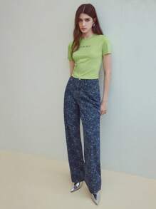 MOTF STUDIO JACQUARD STRAIGHT LEG JEANS - Blue - View 5
