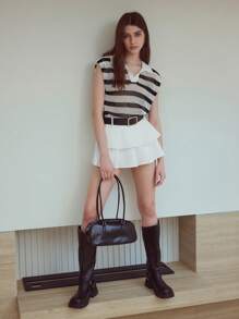 MOTF STUDIO BLUSA DE PUNTO DE POINTILLÉ A RAYAS - Blanco y Negro - Ver 1