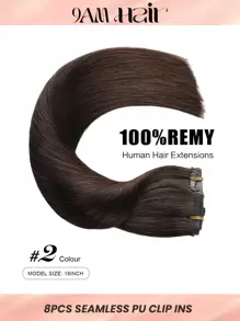 Seamless Clip Ins Seamless Skin Weft Clip In Human Hair Extensions 8pcs 110g 120g PU Clip In Extensions Full Head Remy Human Hair Invisible Clip In Hair Extensions Hair Extensions - S2 - View 3