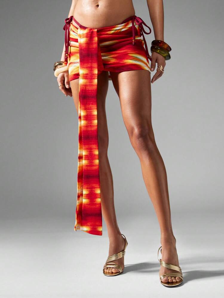 MISSGUIDED Mini-jupe portefeuille à imprimé ombré Sunset avec lien latéral