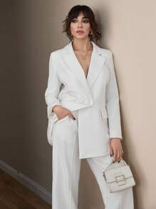 CLARA VERO Blazer casual de mujer de manga larga con cuello de solapa, de unicolor