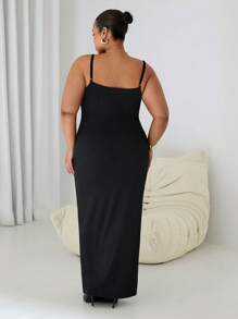 SHEIN EZwear Váy ren đen cỡ lớn, Xuân/Hè - màu đen - Xem 2