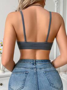 1pc Women's Solid Comfort Ribbed Seamless Wire-Free Bra - Dusty Blue - View 2