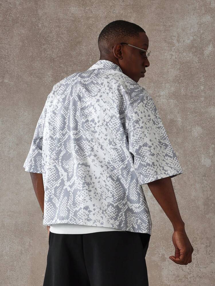 SUMWON Boxy Fit Casual Short Sleeve Button-Down Shirt Urban Streetwear Abstract Print Lightweight Summer Spring Festival Party Vacation Modern Design