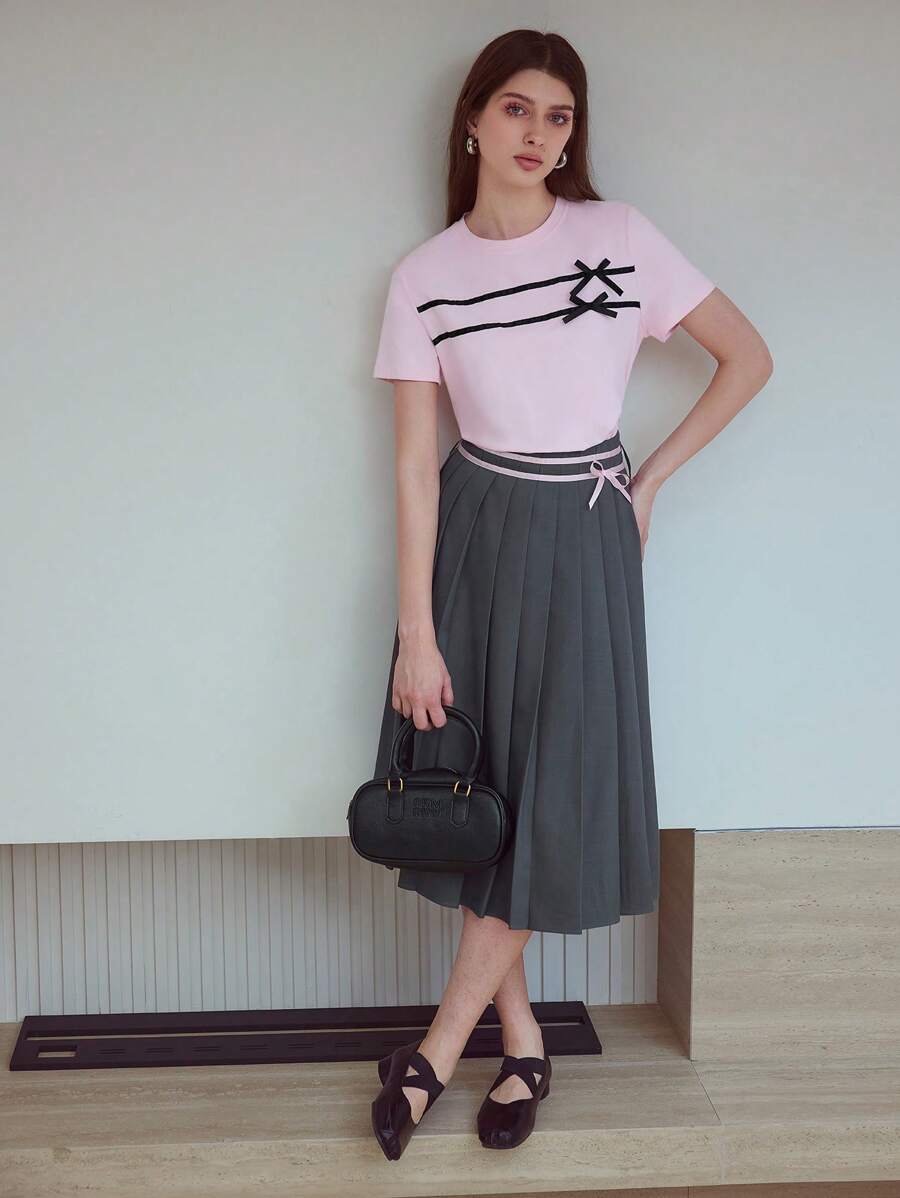 MOTF STUDIO BOW DETAIL BOXY T-SHIRT