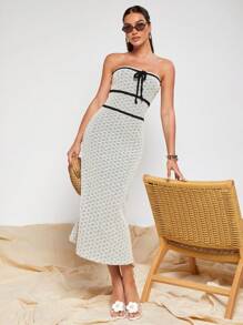 COSMINA Abito elegante senza spalline e di lunghezza media, da donna, adatto per l'estate