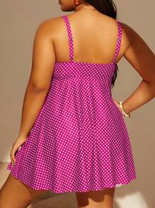 Swim Lushoire 大码女式随机印花吊带背心和配套泳裙比基尼套装 - 紫色 - 查看 2