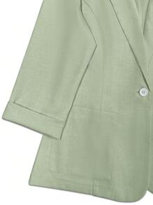 Franclia 女士休闲纯色斑驳翻领长袖西装外套 - 薄荷綠 - 查看 6