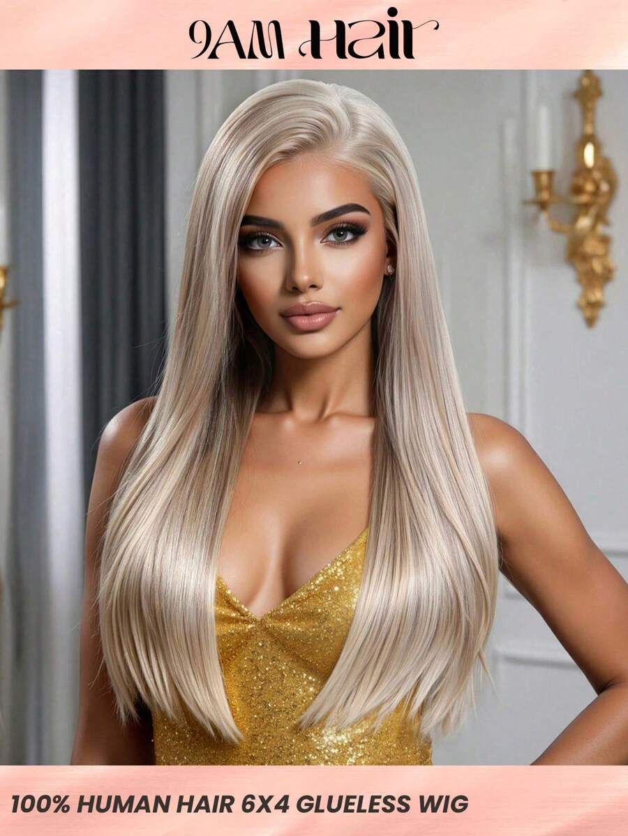 6*4 Wear&Go Glueless Wig 18/613 Highlight Blonde Long Straight Wig 100% Human Hair 180% Density 18 Inch 20 Inch - S18/613 - View 1