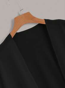 Swim Vcay 黑色和红色流苏女士和服罩衫，适合春季、夏季、度假、海滩、派对、节日、日常波西米亚风服装 - 黑色 - 查看 3