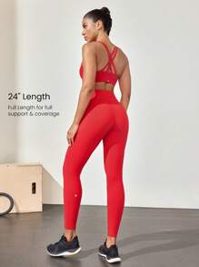 GLOWMODE 24 英寸 FeatherFit™-Sculpt CoreHold 防滑贴身 带骨收腹 无前缝 紧身裤 带侧袋 中等强度健身 慢跑 健身房训练