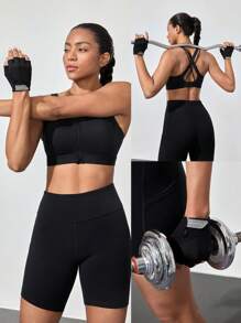 GLOWMODE Bequeme Fitness-Handschuhe mit verstärkter Handfläche, Strechmesh-Material, Trainingshandschuhe für Fitnessstudio