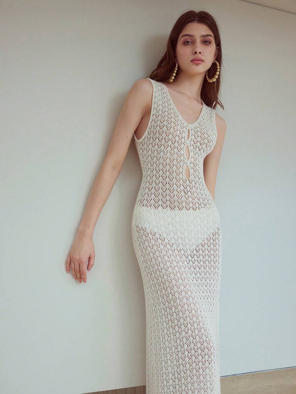 beach sweater dress LOOBIS Women's 2024 Knit Long Sweater Dress Beach Plain Hollow-Out  Spaghetti Strap Slit Sweater Long Dress Yellow at Amazon Women's Clothing  store