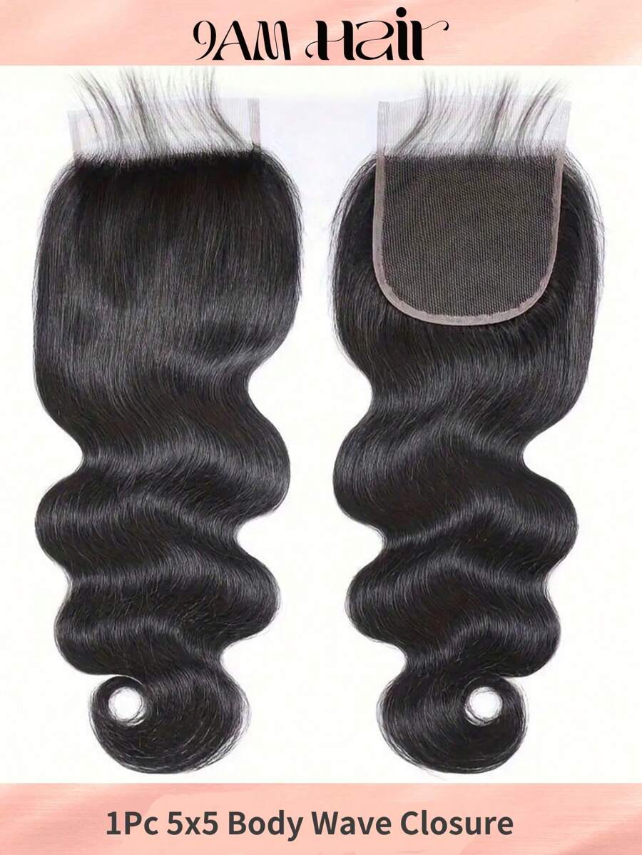 1PC Body Wave 5 X 5 Real Lace Closure Only Lace Front Closure Human Hair Body Wave Natural Black Color Human Hair Lace Closure Affordable Pre Plucked Natural Hairline