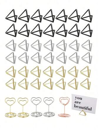 20 件三角形座位卡夹、迷你卡夹、餐具架、照片夹，适用于婚礼派对装饰
