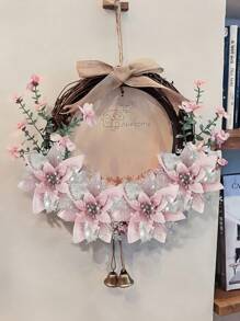 10 件粉色一品红人造发光红色圣诞花带闪光，适用于圣诞树花环花环家庭派对节日婚礼冬季装饰节日 DIY 工艺品季节性 - 粉色 - 查看 1