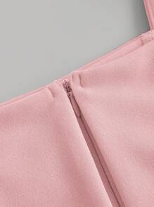 SHEIN Leap Crew Tween Girl 甜美泡泡袖圆领串珠 A 字形连衣裙 - 藕粉色 - 查看 5
