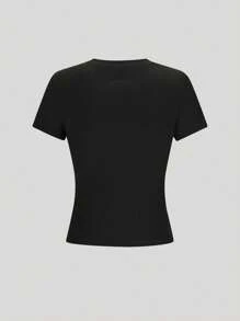 SHEIN LUNE 女士夏季休闲百搭简约短袖 T 恤 - 彩色 - 查看 3