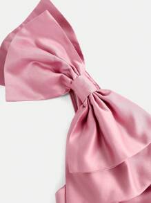 Girlism 少女优雅奢华莲花粉色 3D 蝴蝶装饰肩部泡泡袖短款派对礼服，适合宴会、舞会 - 藕粉色 - 查看 4