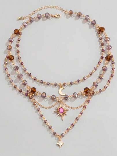 Fairycore Women's Cute Moon Tassel Pendant Necklace