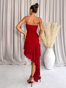 SHEIN Clasi 女士露肩荷叶边下摆连衣裙