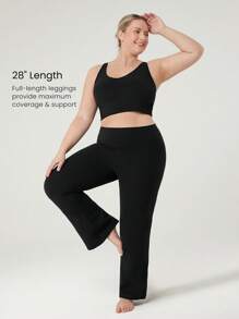 GLOWMODE 28'' FeatherFit™ Plus Size Petite Wysoki stan Rozszerzane legginsy do jogi o niskim wpływie na co dzień
