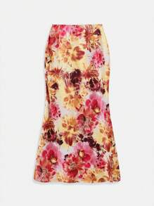 Maija Yellow,Autumn,Elegant,Brunch,Holiday 2025 Summer New Arrival Ditsy Floral Fishtail Bodycon Party Cocktail Wedding Guest Graduate Music Festival Skirt - Yellow - View 7