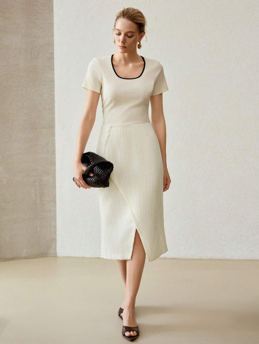 MOTF PREMIUM FALDA TEJIDA DE unicolor PARA MUJERES