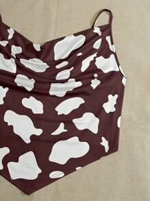 SHEIN EZwear Camiseta de tirantes con cuello de pico y estampado de vaca para mujer de talla grande