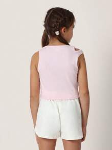 SUMWON 女童粉色短款无袖背心舞蹈运动夏季训练基本款吊带背心运动必备青年运动服分层装 - 彩色 - 查看 3