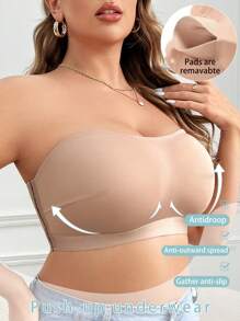 Snug Zone 1pc Women Plus Size Solid Color Fashion Side-Buckle Camisole - Apricot - View 6