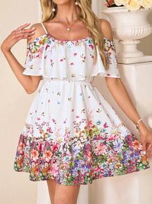 SHEIN Clasi 大码女式优雅荷叶边度假连衣裙 - 彩色 - 查看 7