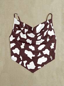 SHEIN EZwear Camiseta de tirantes con cuello de pico y estampado de vaca para mujer de talla grande