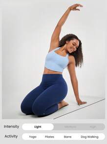 GLOWMODE FeatherFit™ Crossover Straps Curved Hem Sports Bra Tank Top Low Impact Yoga Daily - Baby Blue - View 7