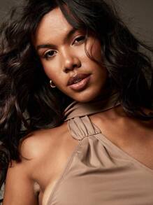 MISSGUIDED 不对称露背上衣褶皱单肩衬衫晚会俱乐部夜间外出时尚女式无袖夏季上衣带领带细节