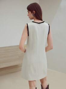 MOTF STUDIO 撞色镶边口袋连衣裙 - 杏色 - 查看 5