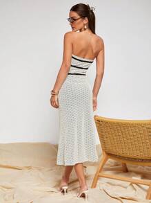 COSMINA Abito elegante senza spalline e di lunghezza media, da donna, adatto per l'estate