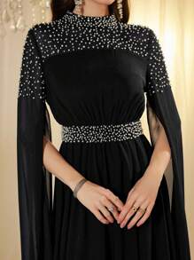 Modelyn Women's Long Sleeve Luxury Crystal Embellished Dress Fall Cloth For Women - Black - View 3