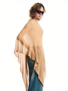LYSMO 2025 New Arrival Summer Multi-Functional Infinity Knit Metallic Yarn Cape, Versatile Style, Mix And Match Freely,Boho Chic - Apricot - View 5
