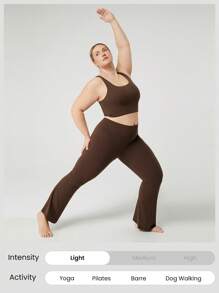 GLOWMODE Quần legging cạp cao ống loe FeatherFit™ cỡ lớn 28'' cho tập yoga hàng ngày tác động thấp - Cảm hứng quế - Xem 5