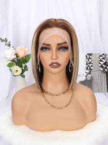 13x4 高光 4/27 渐变色蕾丝前假发 10-12 英寸短波波头真人发假发 13x4 渐变色波波头女士假发