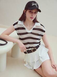 MOTF STUDIO BLUSA DE PUNTO DE POINTILLÉ A RAYAS - Blanco y Negro - Ver 3