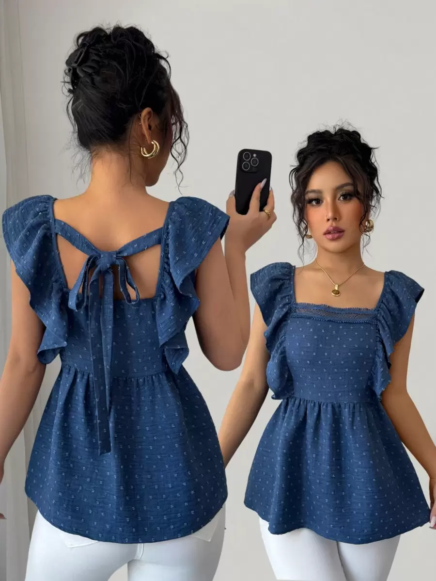 Elenzga Women's Woven Cut Floral Casual Summer Shirt