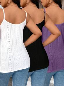 SHEIN LUNE Plus Size Women's Hollow Lace Trim Camisole, Multi-Color