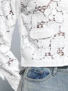 Maija 2025 Summer & Winter New White Round Neck Front Open Single-Breasted Asymmetrical Hollow Out 3D Knitted Embroidered Cardigan, Elegant For Party And Urban Commute - Beige - View 4