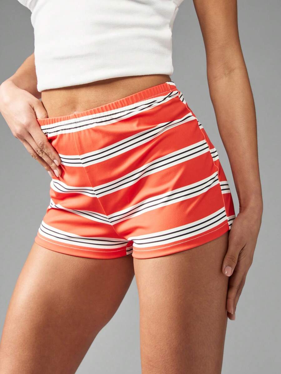 MISSGUIDED Athletic Performance Cycling Shorts Stripes Summer Workout Running Compression Exercise Fitness Training High Rise Quick Dry Dancing Yoga Practice Walking - Multicolor - View 1
