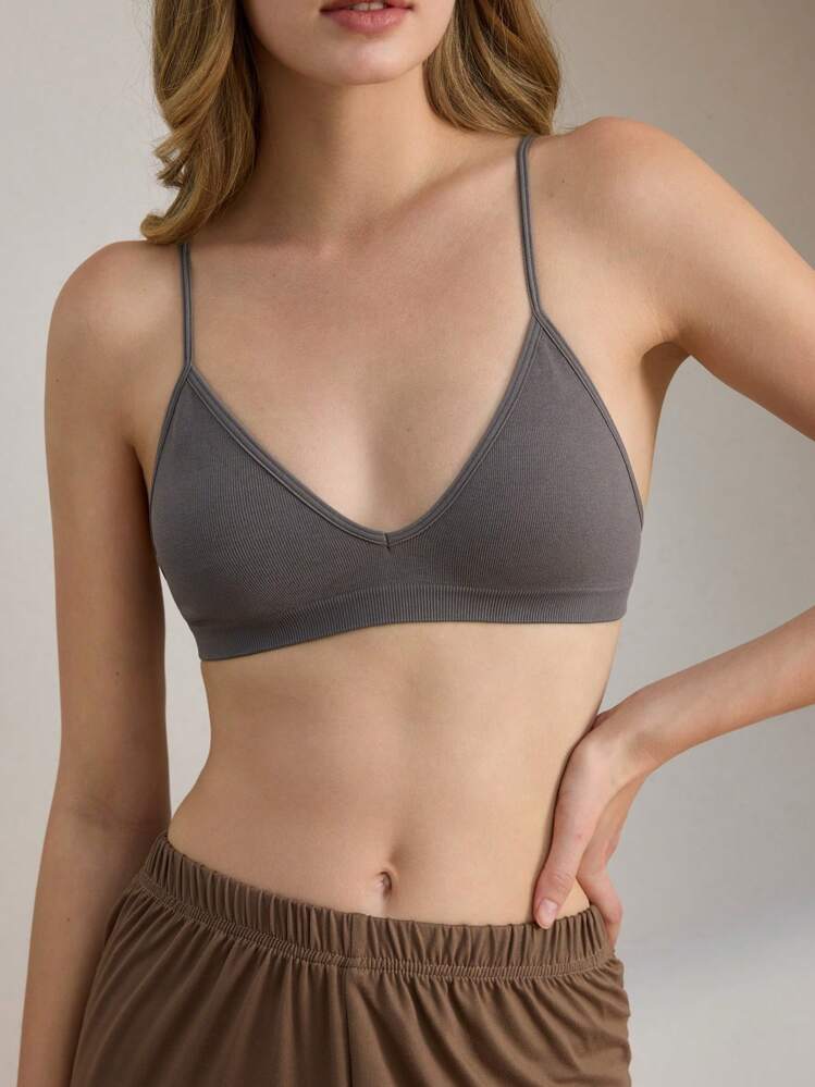 Ocili Leisure 1pc Women's Seamless Bras, Comfortable Wireless Brassiere No Padding - Dark Grey - View 4
