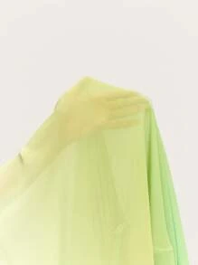 Nöista Blusa de gasa con degradado verde pastel con detalles de lazos en las mangas y el frente. Perfecta para primavera y verano, combínala con la falda a juego, ideal para vacaciones, Pascua u ocasiones especiales.