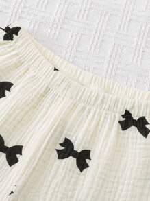 Young Girls Casual Beige Bear Print Long Sleeve Top And Pants 2Pcs Set, Comfortable Loose Fit Loungewear - Apricot - View 3