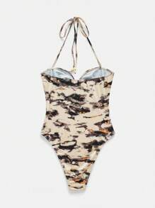 Maija 2025 Summer New Tie-Dye Backless Sleeveless Bodysuit, Bodycon Vacation Beach Music Festival Wear